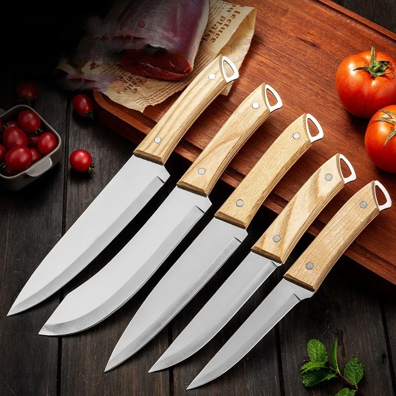 Stainless Steel Professional Butcher Knife Set Meat Fish Fruit Vegetables Slicer Cleaver Boning