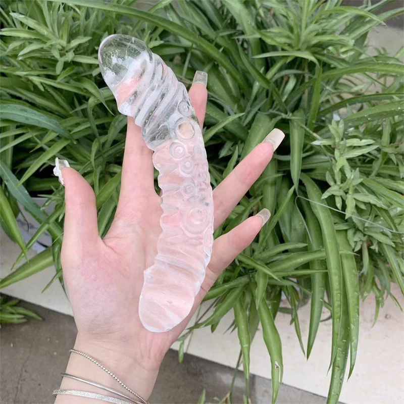 

19cm High Quality Stone Carved Clear Melting Crystal Quartz Figurine Stone Statue Home Room Decor 1pcs