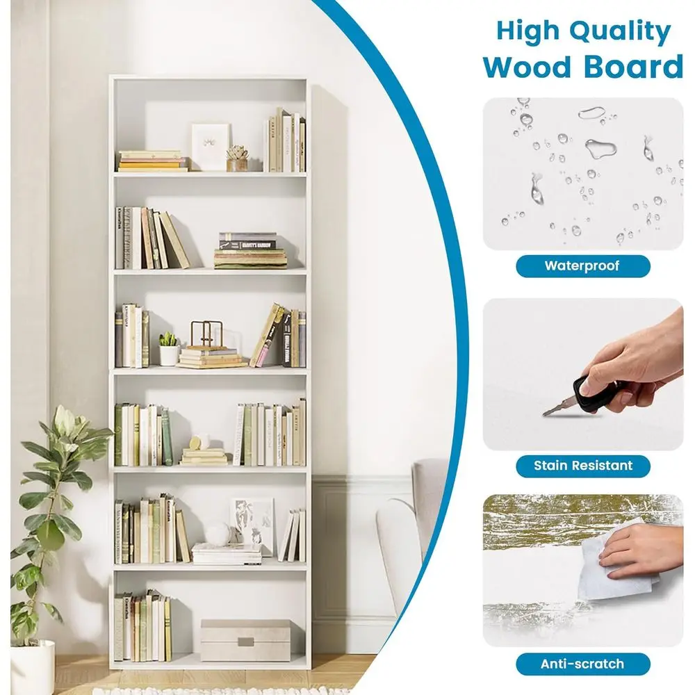 6-Tier Tall Bookshelf with Ample Storage 4