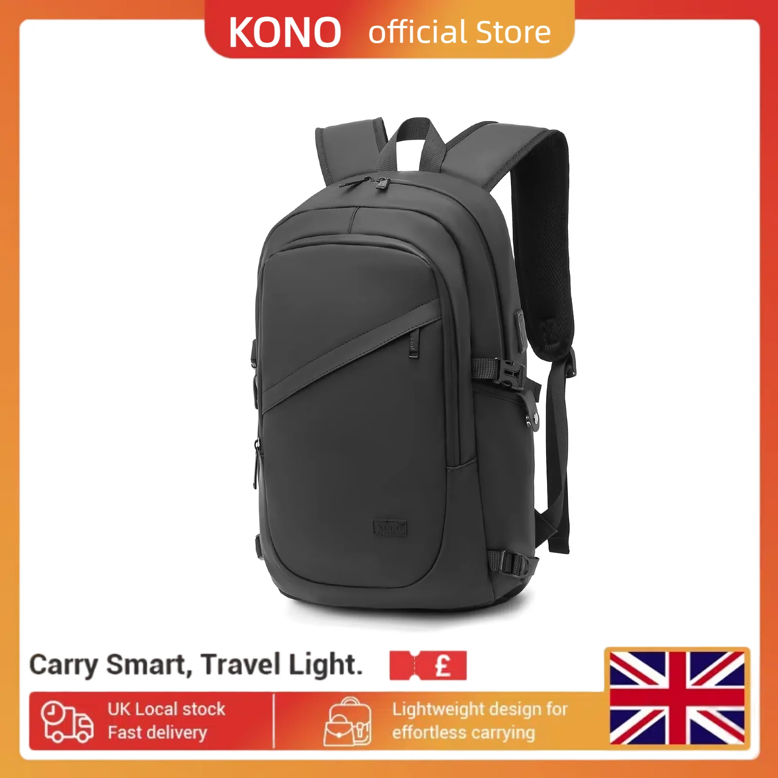 Kono Anti Theft Lightweight Laptop Backpack with USB Port