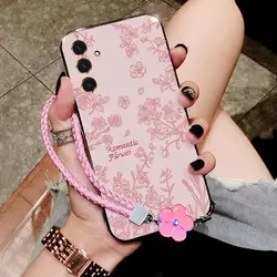 Elegant Red Flower Bracelet Plating Phone Case Cover - Galaxy A21S (Pink)