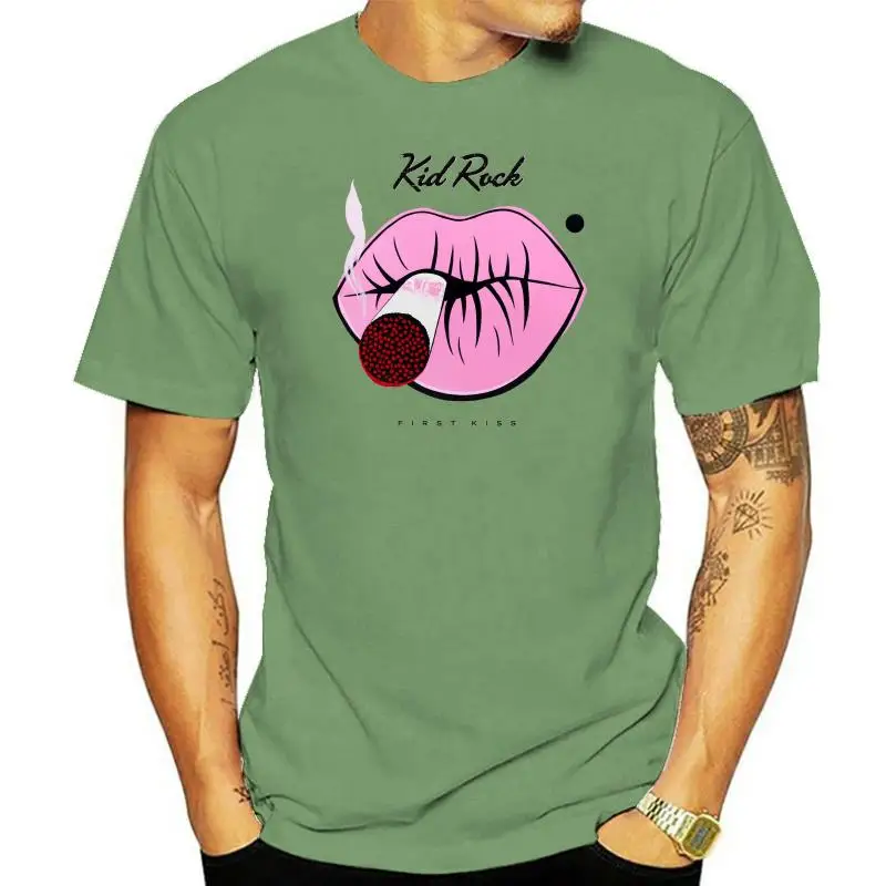 

New Kid Rock First Kiss Rock Music Singer Men's White T-Shirt Size S To 2XL T Shirts Short Sleeve Leisure Fashion Summer