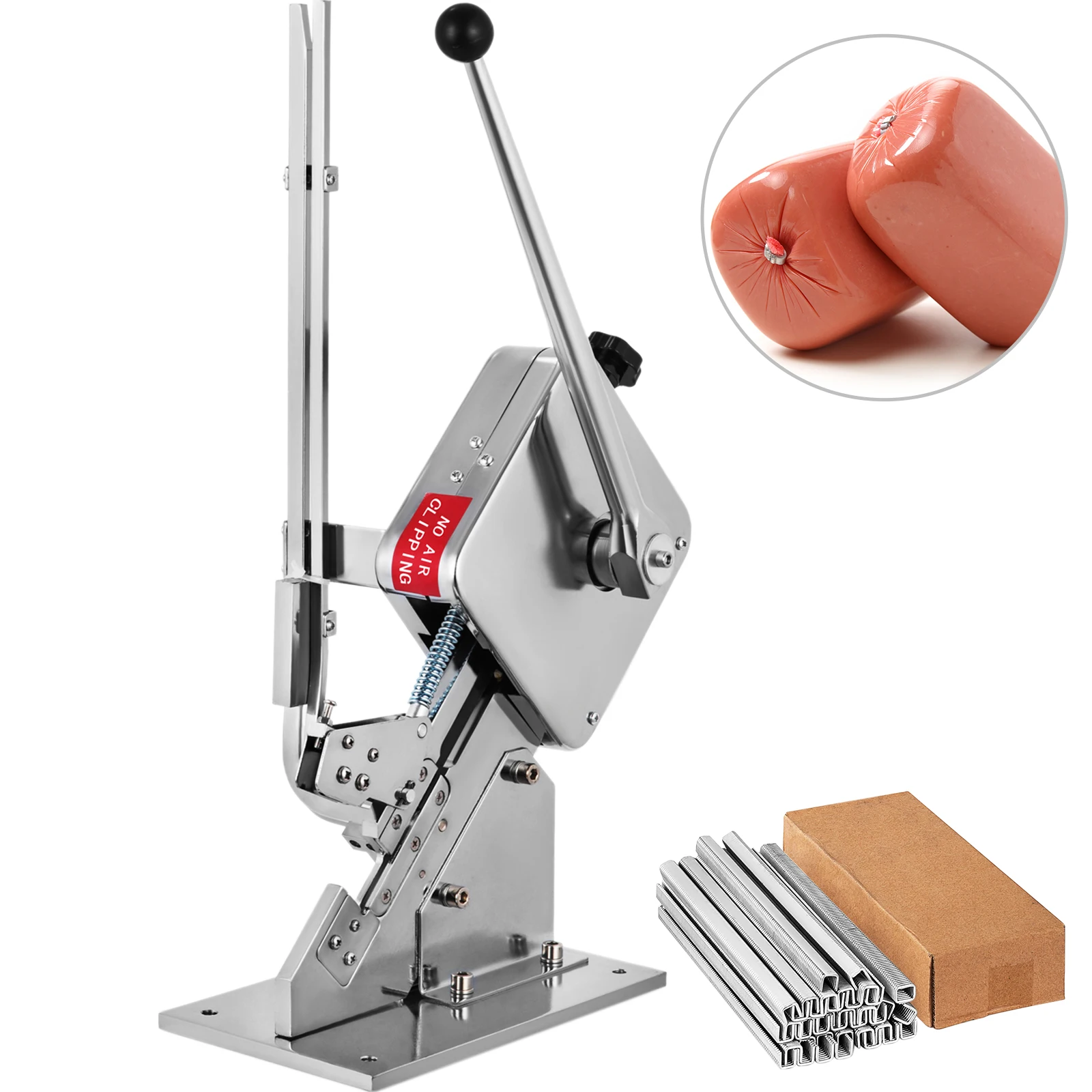 SucceBuy U-shape Sausage Clipper Manual Portable Clipping Machine with 2 Box of Clips(5000pcs)for Supermarkets Bakeries Cafe Sho