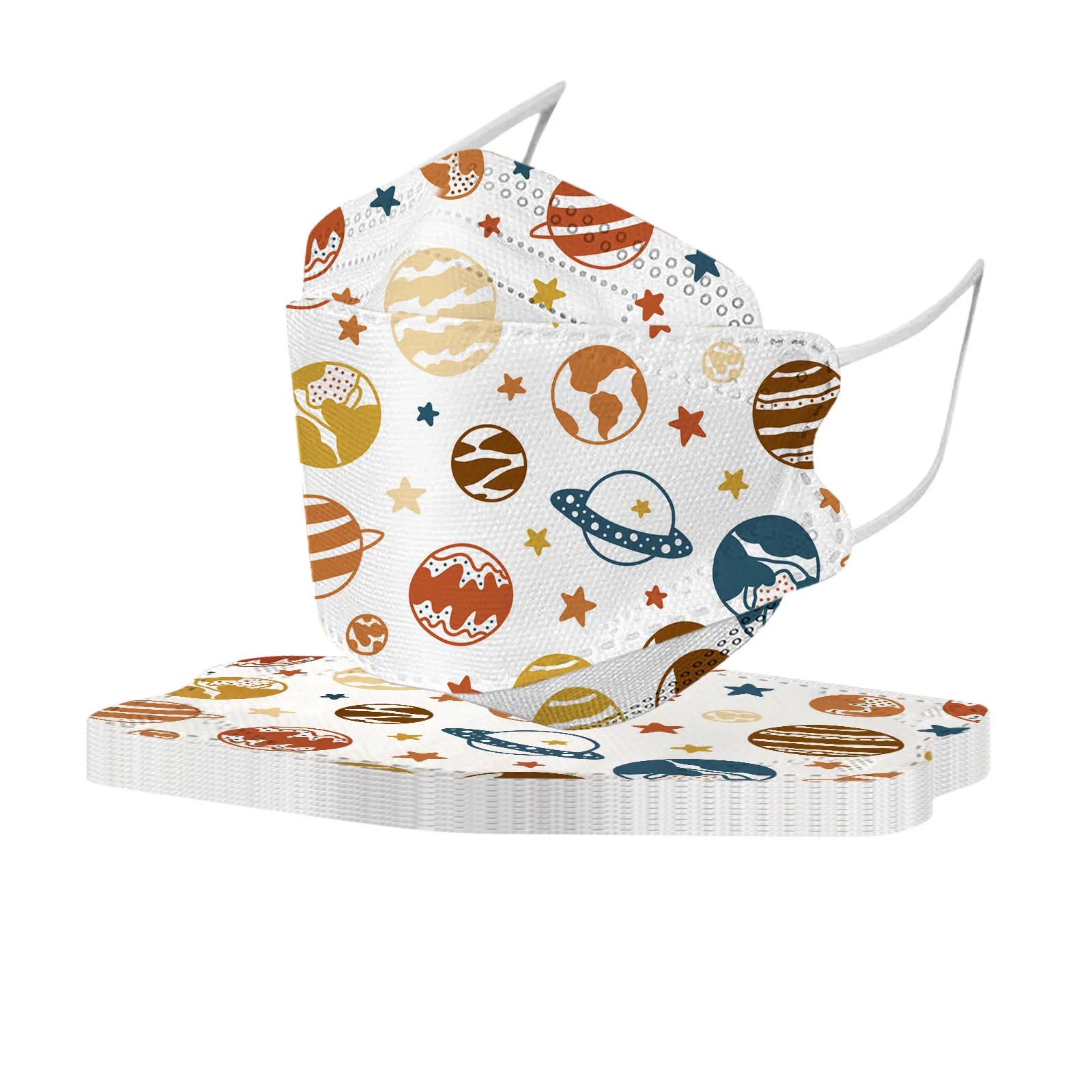 10Pcs Children's Fish-shaped Space Design Disposable Mask, Four-layer Ultra-filtering For Boys And Girls
