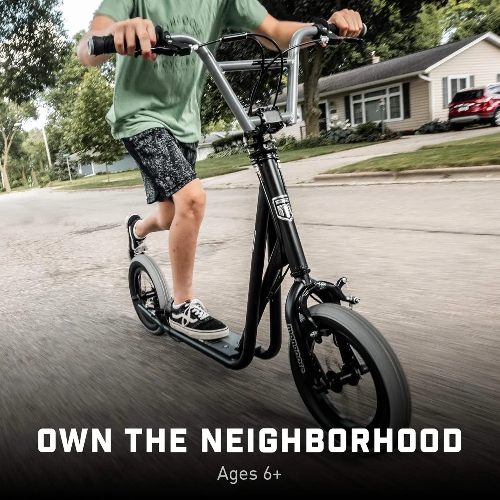Expo Kick Scooter, BMX-Style Handlebar & Brake Cable Rotor, Wide Foot Deck for Kids Youth Boys Girls Ages 6 and Up,