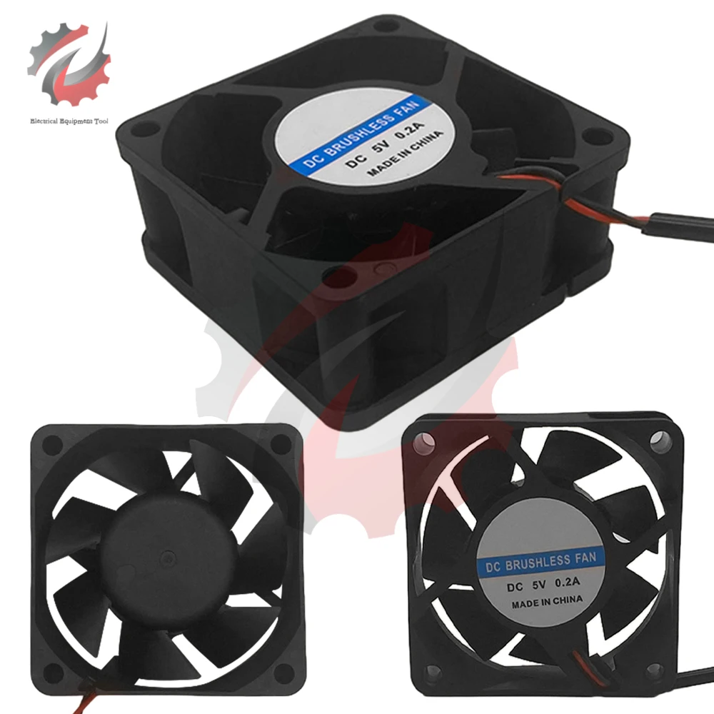 

DC6025 DC Exhaust Cooler Fan 60mm x 60mm x 25mm 5V 2Pin Brushless Cooling Fan Dual Ball Bearings DC Brushless Cooling Fan