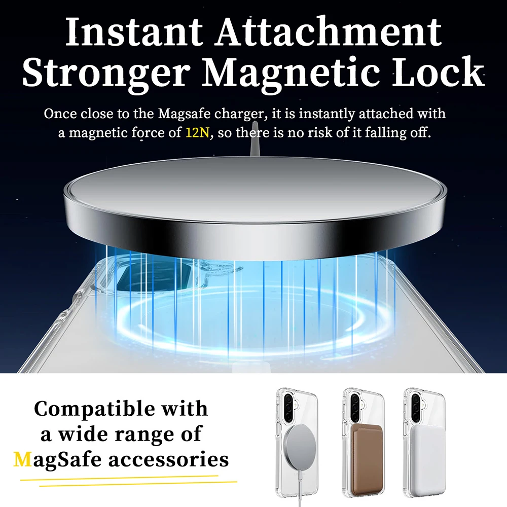 Magnetic Magsafe Shockproof Clear Hybrid Case with Soft Shell