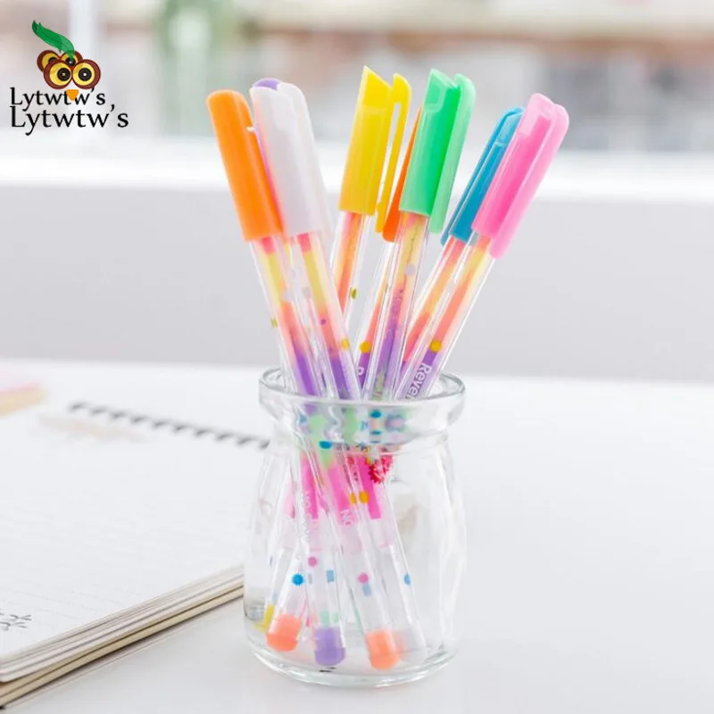 1 Pieces Clearance Korean Stationery Cute Lovely Candy Color Gel Pens Student School Supply Pcs with 6 Colors | Канцтовары для