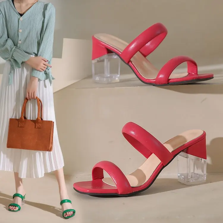 

Сланцы женские на низком каблуке, пляжные шлепанцы, квадратный каблук