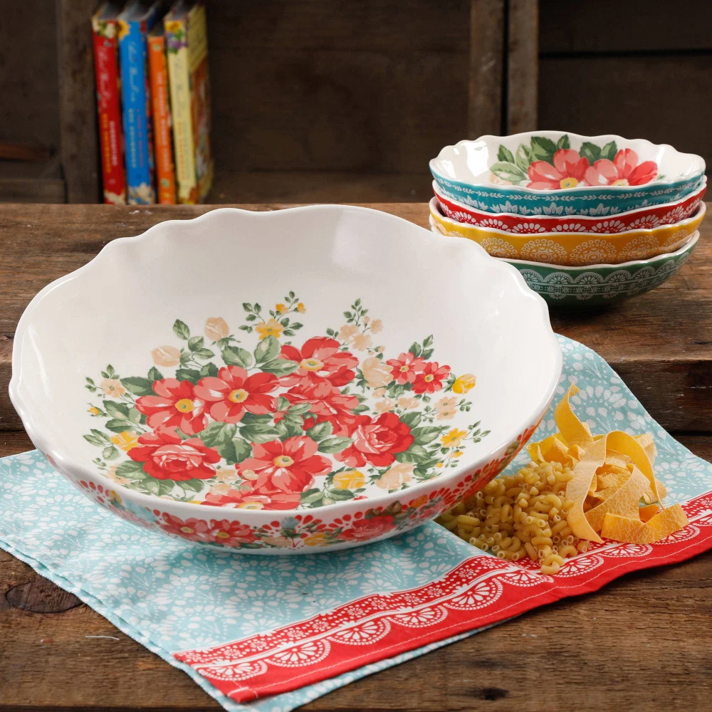 

Vintage Floral 5-Piece Pasta Bowl Set Dining Tableware