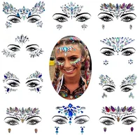 3D Rhinestone Bright Face stickers for festival Glitter Makeup Jewelry Sticker on Face crystals Gems jewels diamonds decoration 2
