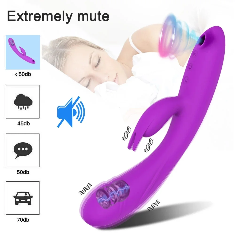 In 1 3 Rabbit Dildo Vibrator For Women Clitoris Sucker Nipple Blowjob G-Spot Stimulator Sex_voghion.com