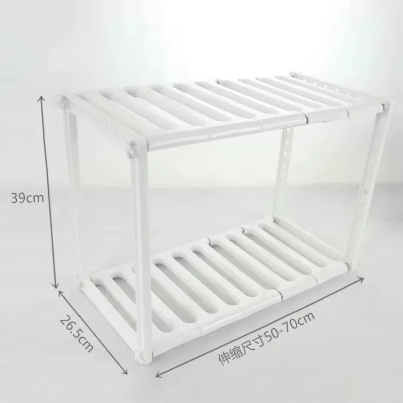 Extendible Kitchen Under Sink Rack Bathroom Stainless Steel Storage Shelf Cooker Pot Pan Holder Cabinet 2 Layer Organizer Stand