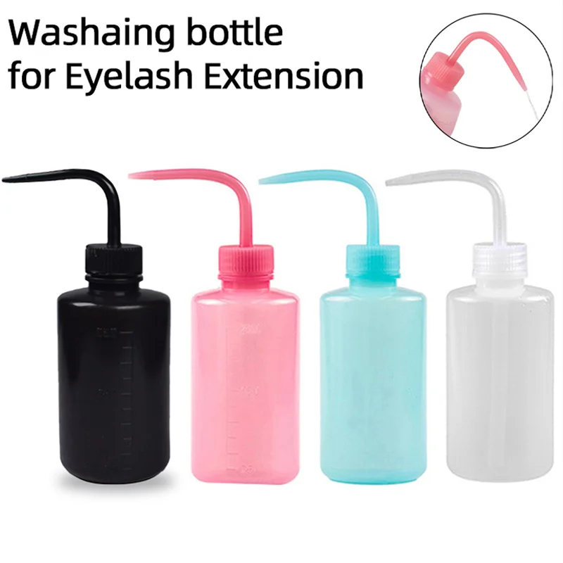 250/500ml Eyelash Cleaning Washing Bottle Curved Spout Cleaner Waterproof Eyebrow Remover Bottle Eyelash Extension Makeup Tool