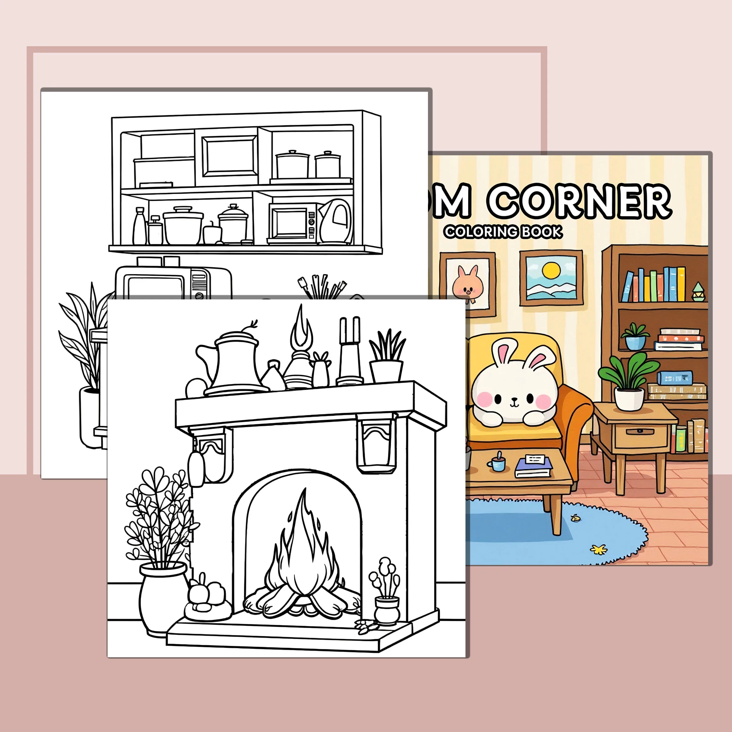 24-Page Premium Adult Picture Book - Cozy Home Design Coloring Book for Colorful Creativity and Skill Enhancement 3