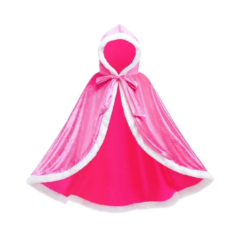 Four Color Princess Women's Clothing Autumn and Winter with Velvet Hooded Costume Halloween Princess Role-playing Costume Shawl