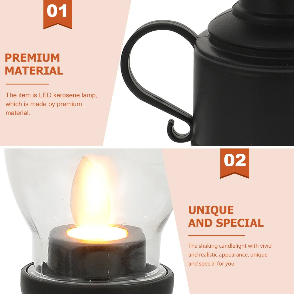 Night Light Lamp Retro Decor LED Kerosene Carry Shaking Rural Vintage
