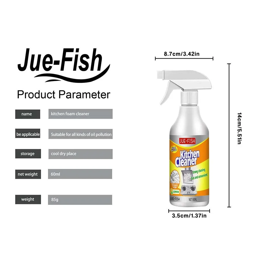 All-purpose Kitchen Pots & Pan Cleaner Stain Remover 60ml Kitchen Bubble Cleaner Dirt Oil Cleaning Bubble Spray for Grills Ovens oil cleaner kitchen cleaner