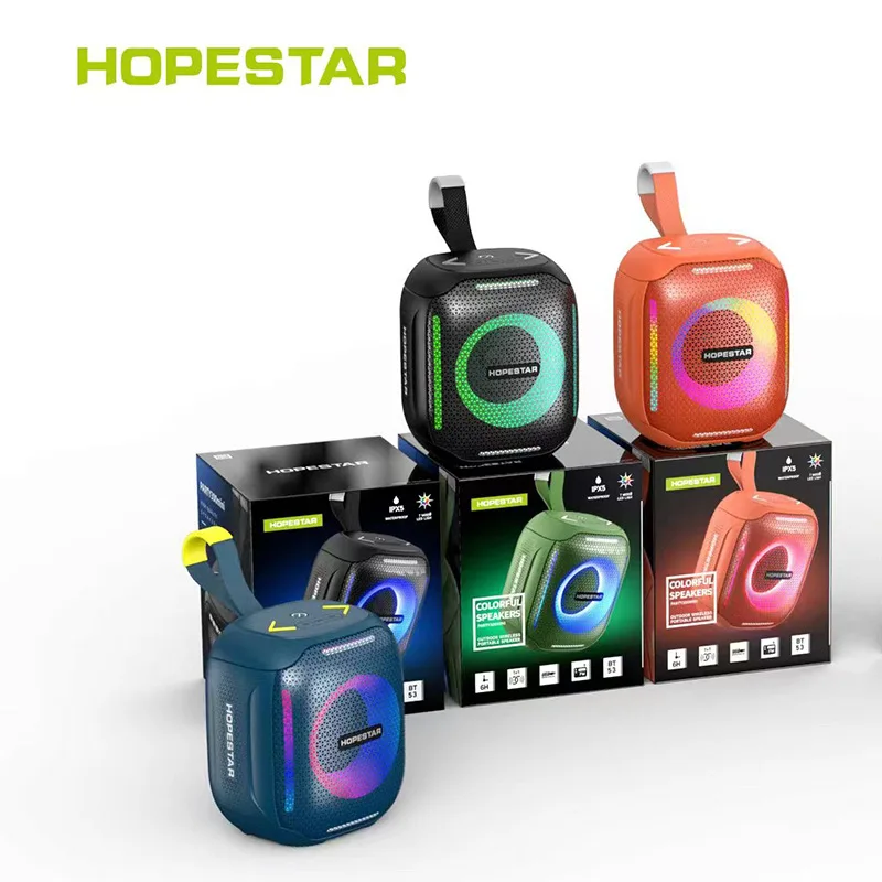 Alto-falante Bluetooth à Prova Dágua sem Fio ao ar Livre Ciclismo Portátil Colorido Tws Soundbox Ipx5 Luz Led Rádio Hopestar-party300mini - Image 4