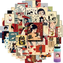 50pcs Vintage Japanese Anime Scrapbook Stickers - DIY Diary, Laptop, and Luggage Decor Decals (50 PCS)