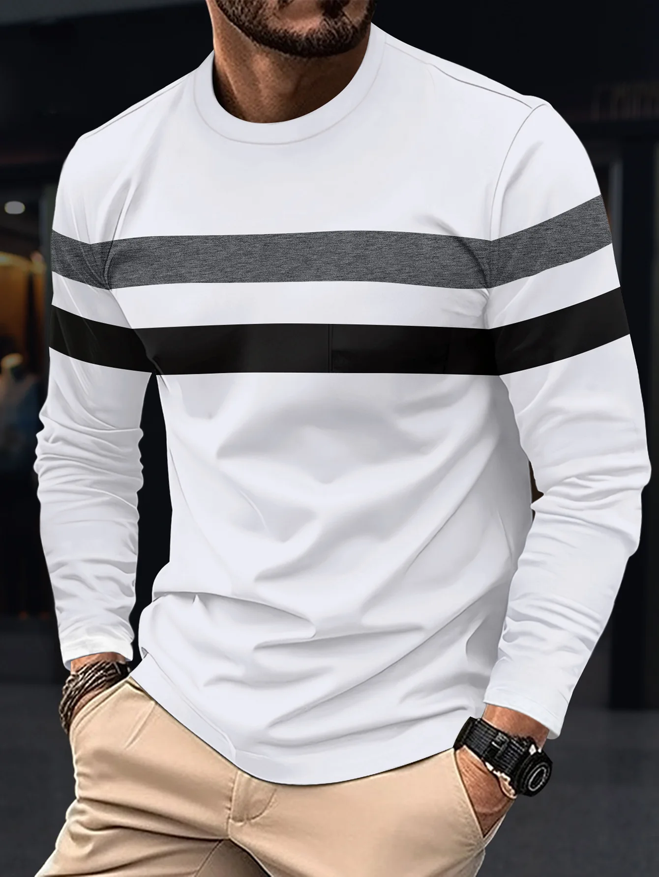 2025 Autumn/Winter Fashion Men's Long Sleeve T-shirt - Styling Example 1