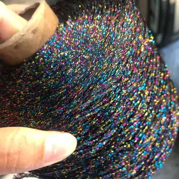 순수 실크 중공 원사 크로 셰 뜨개질 곰 가방 인형, 수제 DIY 핸드 혼합 원사, 금 및 실버 실, 250G/롤