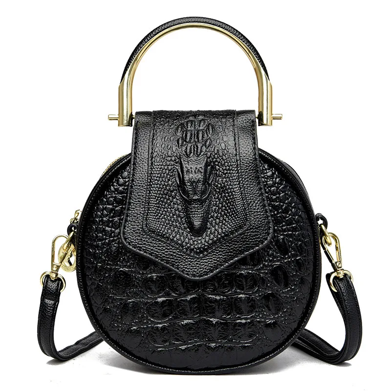 

Luxury Circle Crocodile Pattern Female Handbags Brand Leather Round Ladies Hand Bags Fashion Small Women Bag Over Shoulder