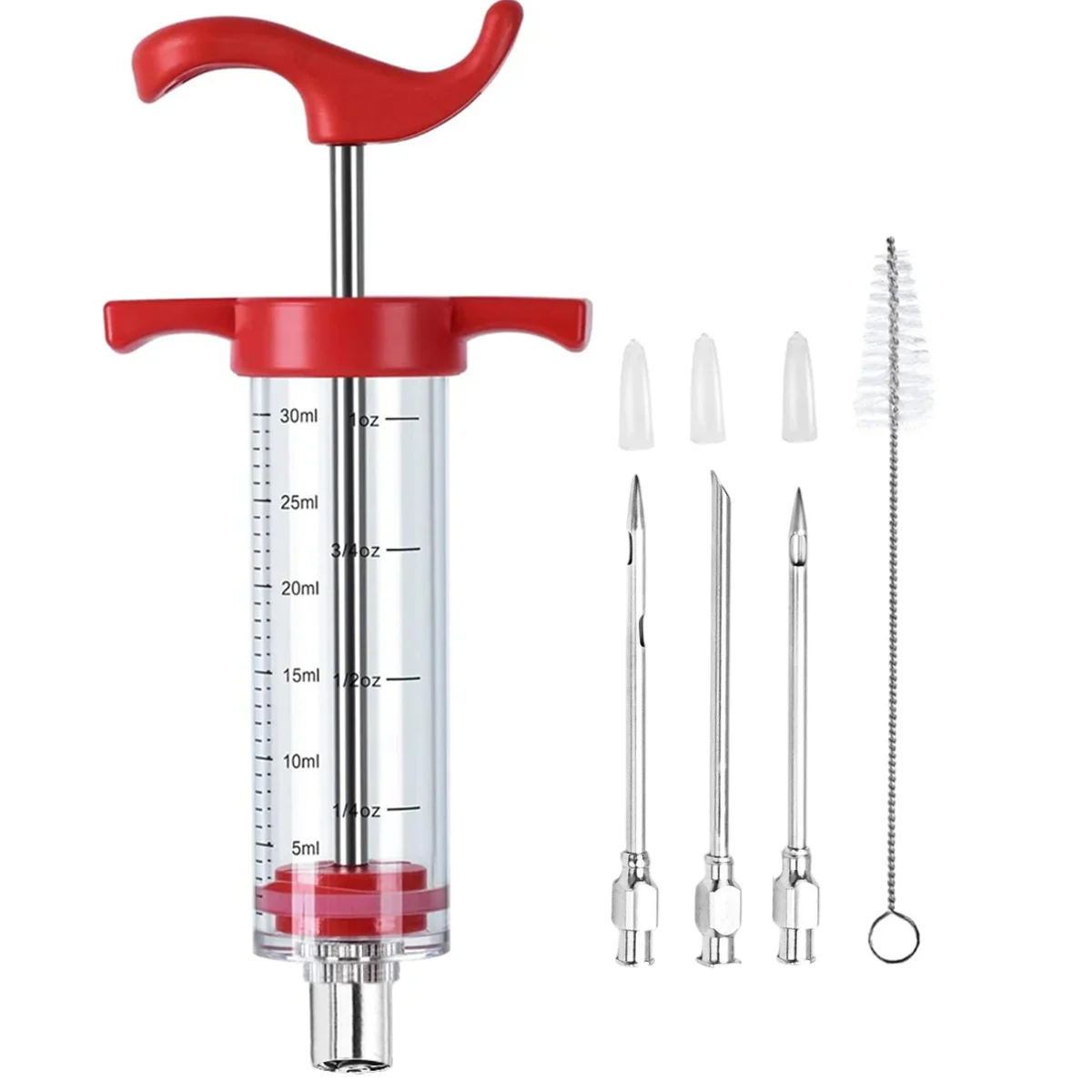 Meat Injector Syringe Turkey Injector 3 Marinade Injector Needles 1oz with Cleaning Brush Easy to Use & Clean