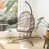 Swing Egg Chair Indoor Outdoor Patio Wicker Hanging Chair with Stand All Weather Egg Hammock Chairs with Cushions Swinging Chair 3