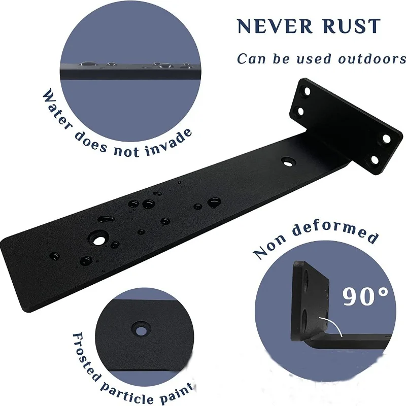 Shelf Bracket 2 4PCS Floating Shelf Brackets Heavy Duty Cast Iron Shelves Brackets 1/5 Inch Thicked Invisible L Brackets for Shelves Support