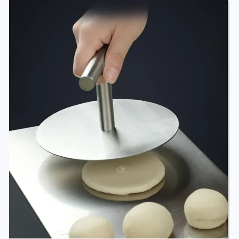 304/201 Kitchen Tool Stainless Steel Round Tortilla Press with Handle for Household Hand Pressure Pie Crust Cookie Pastry
