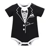 Newborn Baby Clothing Summer Gentleman Rompers 0-12M Infnat Boys Cotton Jumpsuit Male Bebe Body Clothes Tie Print Short Sleeve 4