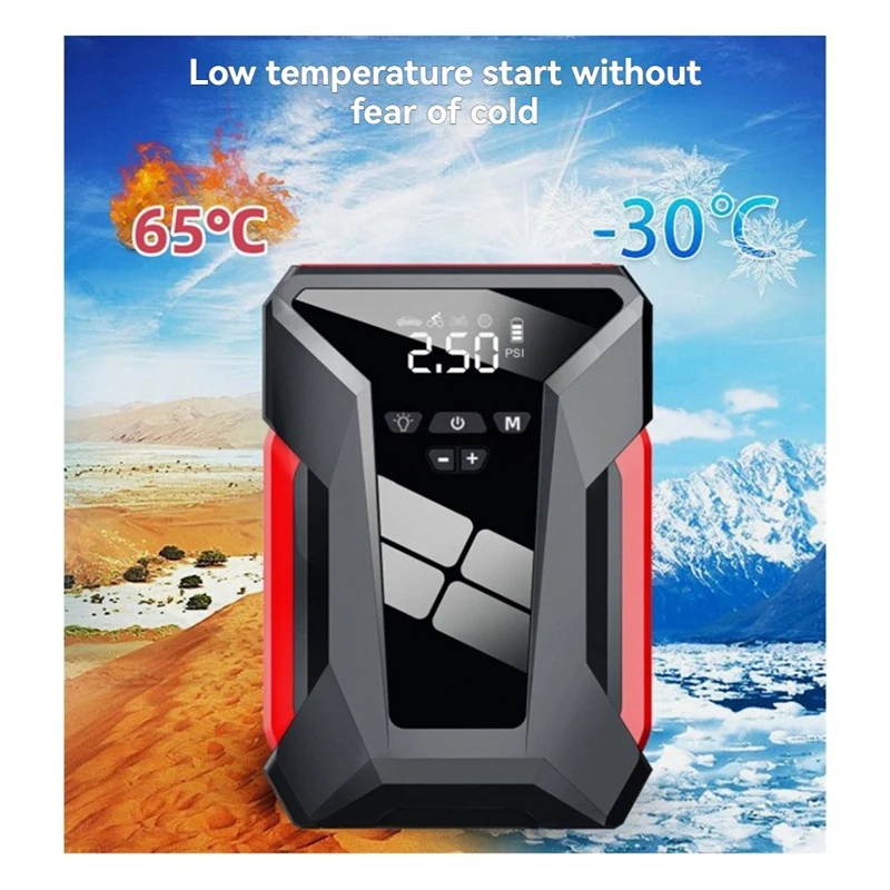 EAFC 2000A Car Jump Starter 150PSI Tire Inflator Multifunctional Automotive Emergency Power Power Bank Air Pump With Bag