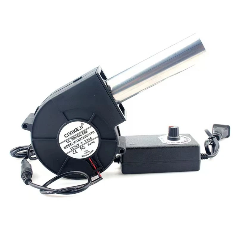 BBQ Fan Barbecue Blower Air Blower US/EU Plug BBQ Fan Air Blower Large 100-240V Powered Fan Variable Speed Controller Barbecue Tool