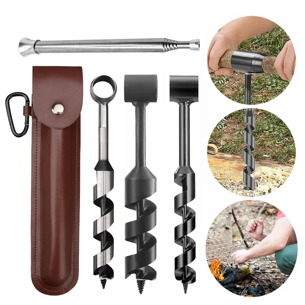 Handmade Scotch Eye Wood Auger Drill Bit Manual Auger Drill Portable Manual Survival Drill Bit Self-Tapping Survival Punch Tool