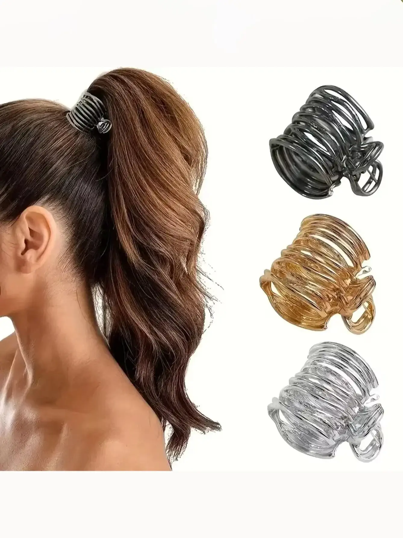 1/3 Stück Einfacher und eleganter, cooler und ruhiger Stil. Hohe Pferdeschwanz-Haarnadel aus Metall zur Fixierung der Haare. Modische und vielseitige Frauen – Detail 1