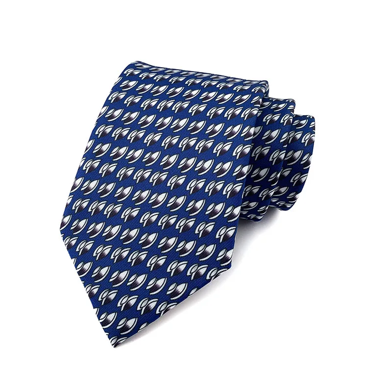 

New 100% Silk 8CM Men Ascot Ties Necktie Blue W/ Geometric Jacquard Arrow Classic Wedding Gravatas Para Homens HA09