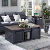 48" Lift Top Coffee Table, Farmhouse Cocktai with Sliding Groove Barn Door, for Living Room, Dark Grey 3