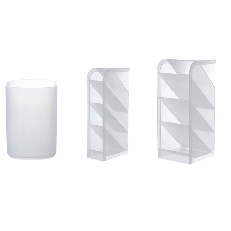 

Decorative Matte PP Pen Cup Stackable Makeup Tool Holder Remote Control Holder Y98A