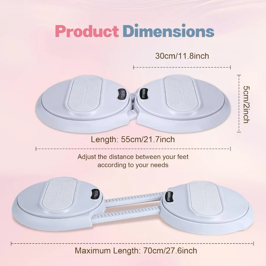 Ab Twister Board, Waist Twister Machine with Counter & Resistance Bands, Adjustable Foot Spacing Waist Twisting Disc for Slimmin