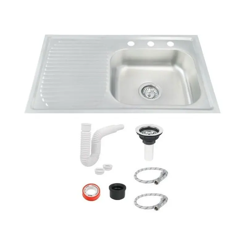 Fregadero Tarja para Cocina Empotrable de Acero Inoxidable 80x50 cm