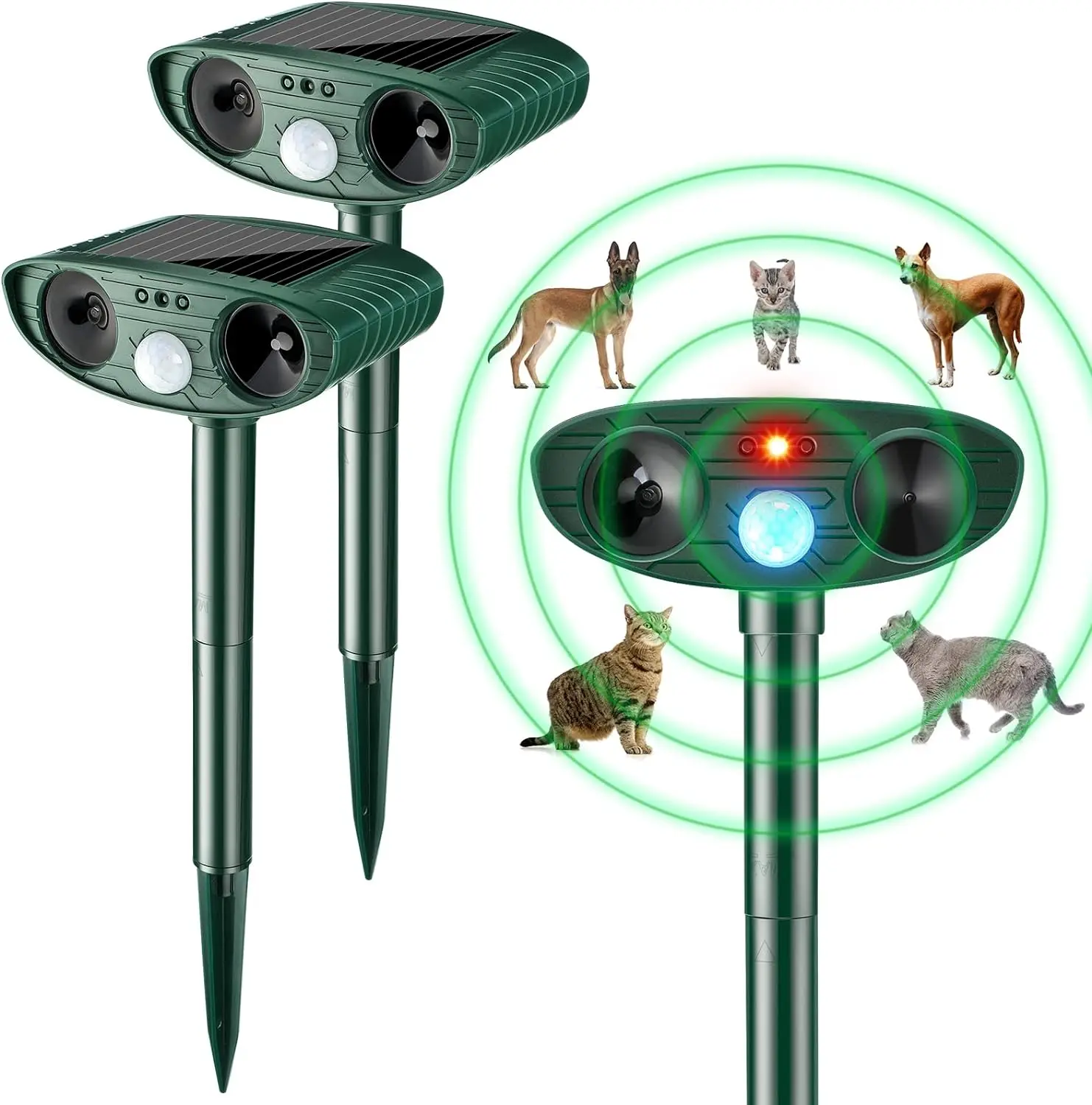 Ultrasonic Animal Repellant 1pc Solar Powered Rechargeable Garden Waterproof For Farm Yard Cat Dog Repellant