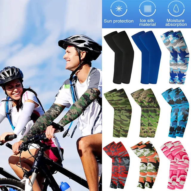 2Pcs Arm Sleeves Warmers Sports Sleeve Sun UV Protection Hand Cover Cooling Warmer Running Fishing Cycling 2