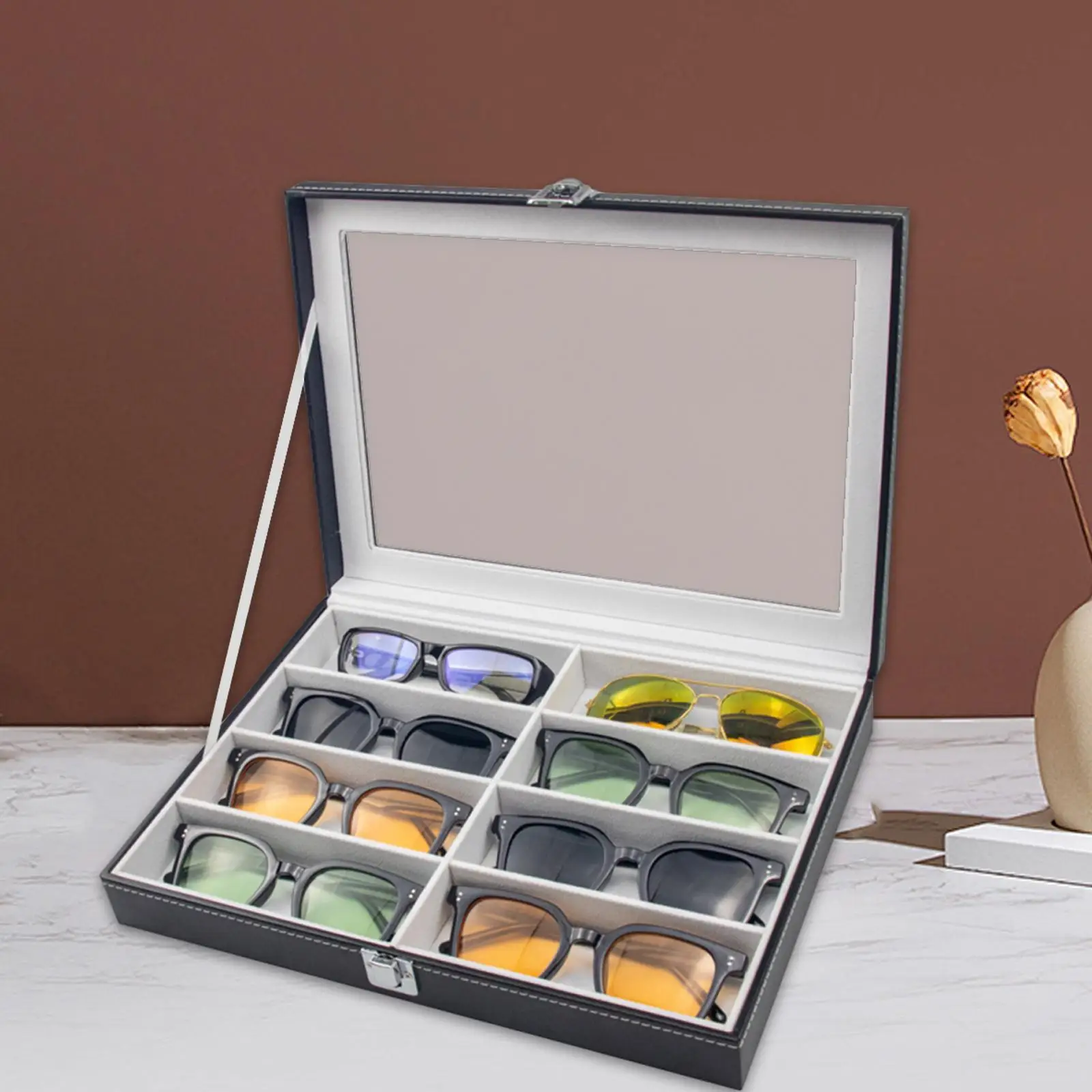 

Glasses Display Box Lockable Sunglass Organizer for Travel Table Drawer