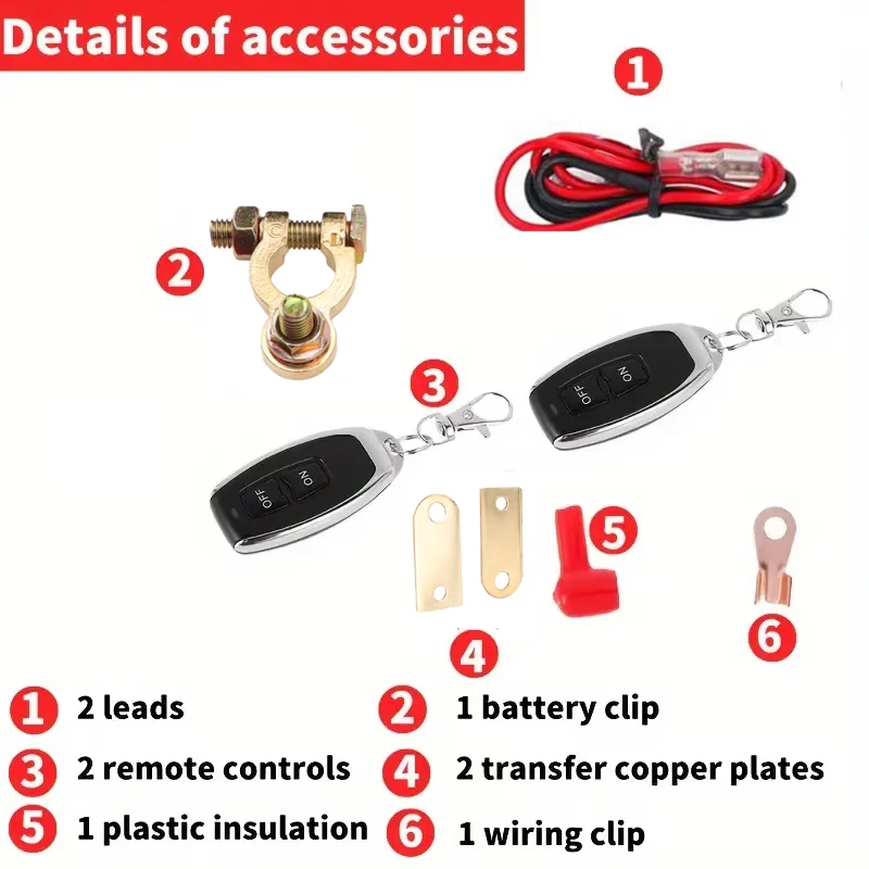 Automotive Relay Remote Car Control Battery Disconnect Anti-Theft with Dual Remote Control Switch Battery Switch Relay 12V