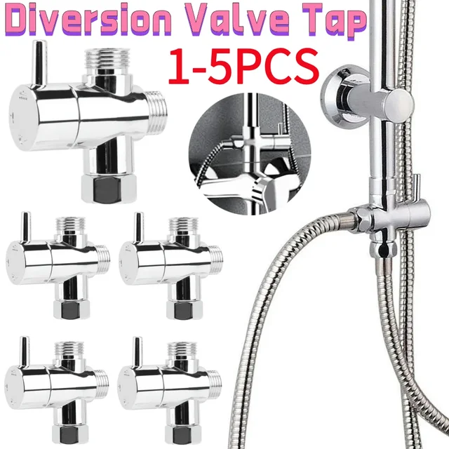 1-5Pcs Diversion Valve Tap Anti-scratch หัวฝักบัววาล์วเปลี่ยนทิศทางทนต่อการกัดกร่อน 3-Way Shower Arm Diverter ห้องน้ําอะไหล่ 1