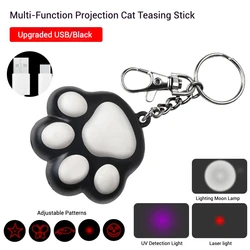 USB Rechargeable Cat Paw Design Interactive Pet Laser Toy with LED Flashlight & UV Skin Check (Black)