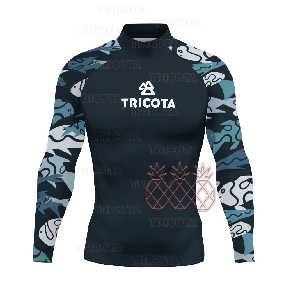 Men's Surfing Wear Swimming Diving T-Shirts Tight Long Sleeve Rash Guard Swimwear UV Protection Clothing Beach Floatsuit Tops - Image 5