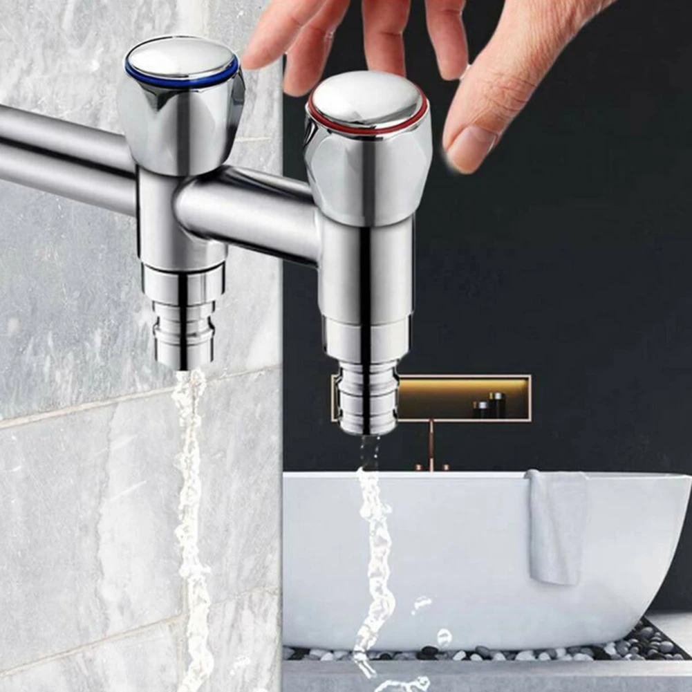 Hot Cold Faucet Tap Handle Knob Universal Replacement Handle Silver Tone Red+Blue 2Pcs/Set Faucet Handle Bathroom Accessories 6