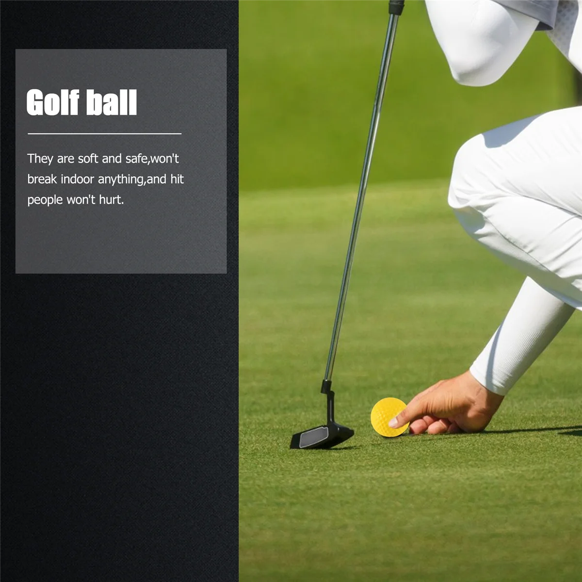 10pcs Yellow Soft Elastic Indoor Practice PU Golf Ball